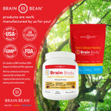 Brain Bean en batido de desayuno servido en vaso, sabor cremoso y práctico