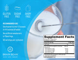 Brain Bean etiqueta con datos nutricionales y lista de ingredientes
