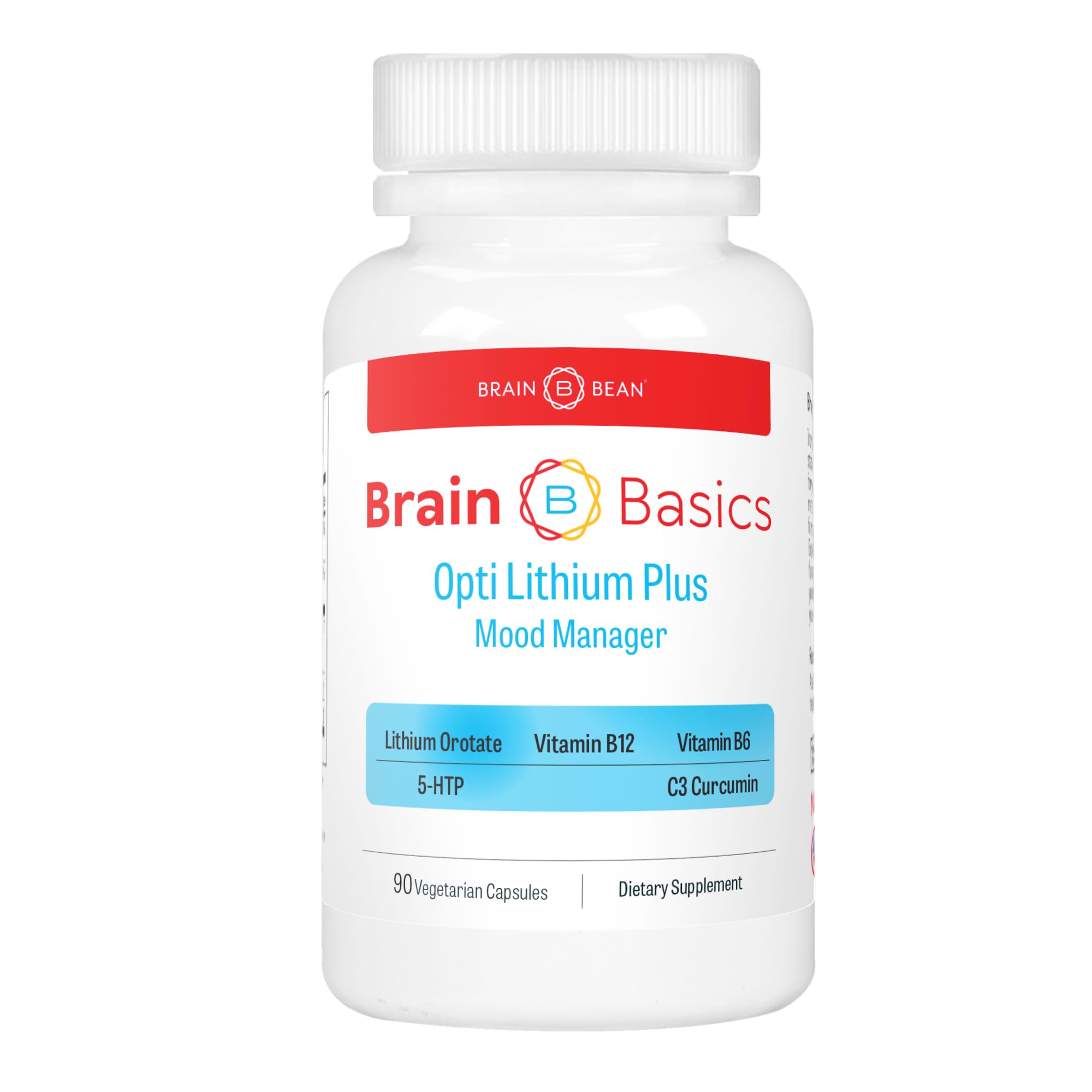 Brain Bean opti lithium plus vista frontal del envase para identificación rápida
