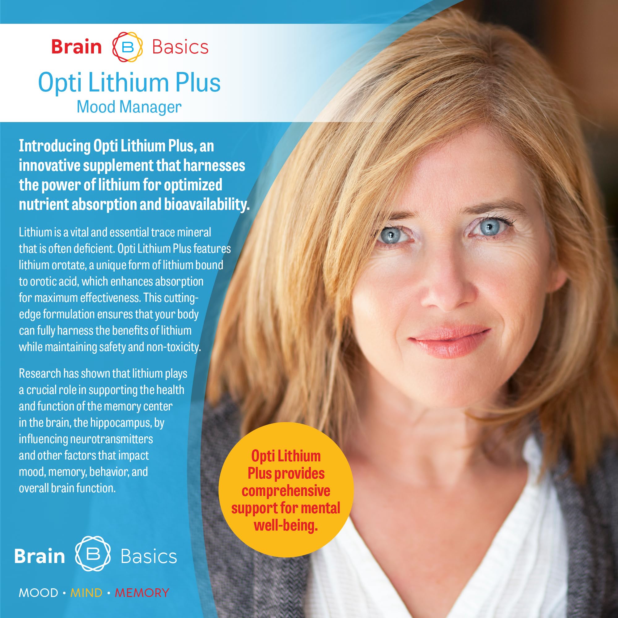 Brain Bean opti lithium plus etiqueta con lista de ingredientes para transparencia