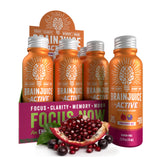 BrainJuice frontal del envase Active Pomegranate Acai mostrando el diseño y atractivo