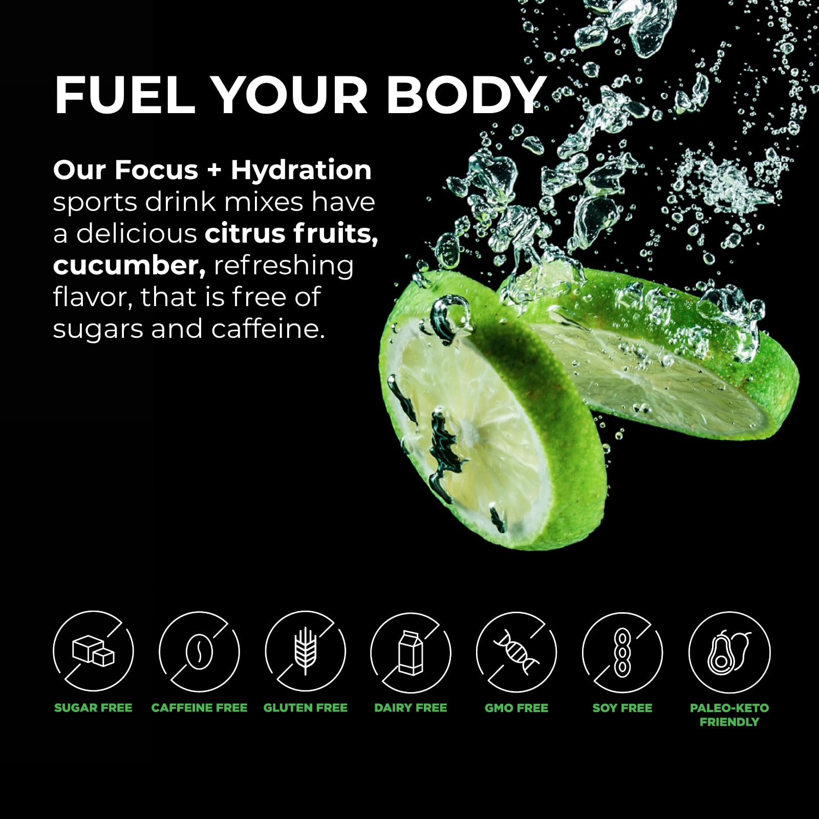 BrainTree Nutrition vaso con bebida cucumber lime listo para consumir y refrescar