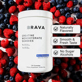 BRAVA NUTRITION etiqueta con sello de laboratorio, transparencia y confianza