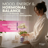 Etiqueta nutricional Bravado Labs con lista de ingredientes y dosis recomendada visible
