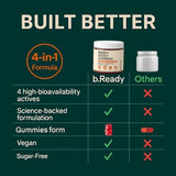 b.Ready etiqueta con lista de 1000 mg NAD+ y 500 mg TMG visible