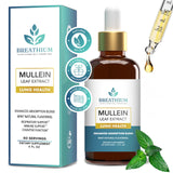 BREATHIUM envase frontal de Mullein Drops mostrando tamaño y diseño, ofrece confianza