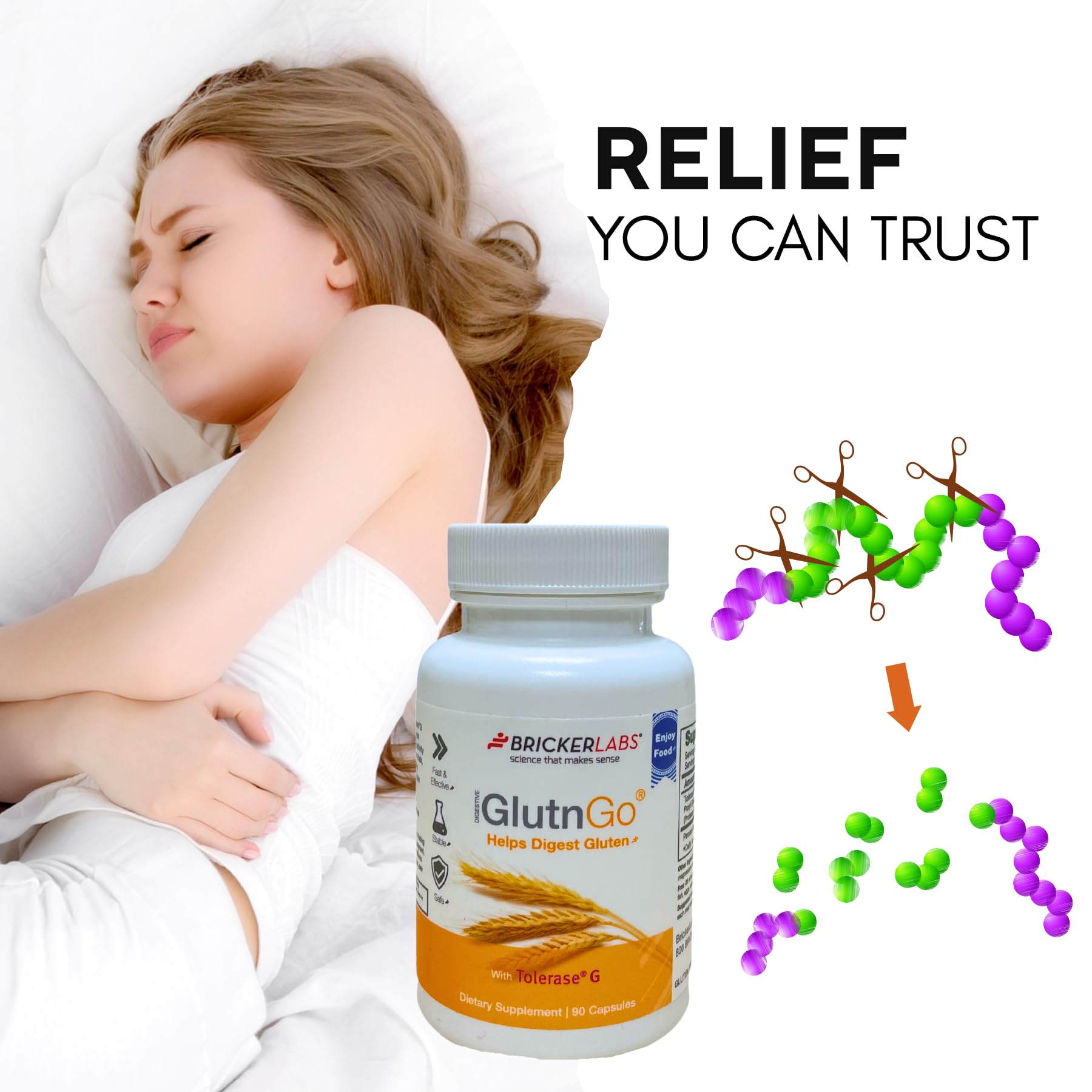 Bricker Labs etiqueta nutricional legible y lista de ingredientes clave