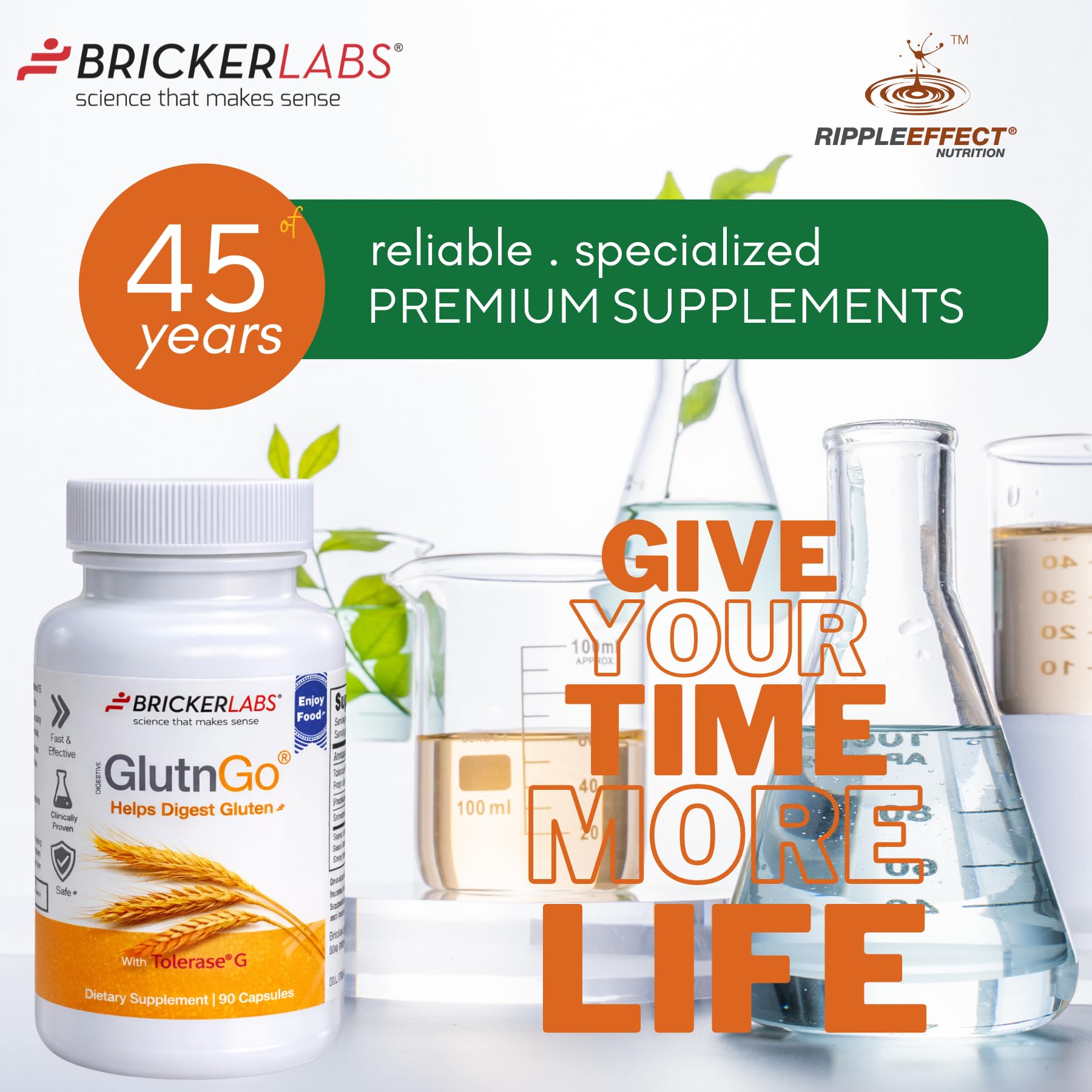Bricker Labs envase abierto con cápsulas para fácil acceso en comidas