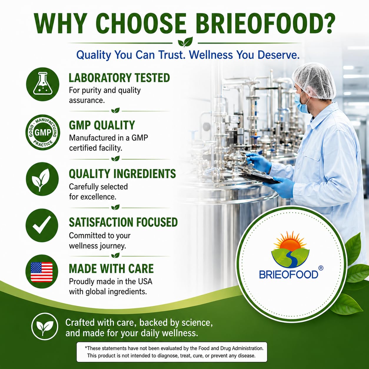 Brieofood frasco abierto con tabletas listas para uso diario