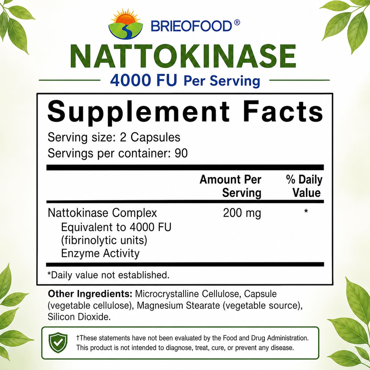 Brieofood etiqueta con detalle de 4000 FU y lista de ingredientes
