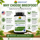 Brieofood polvo de nattokinase en cucharilla enfatizando concentración