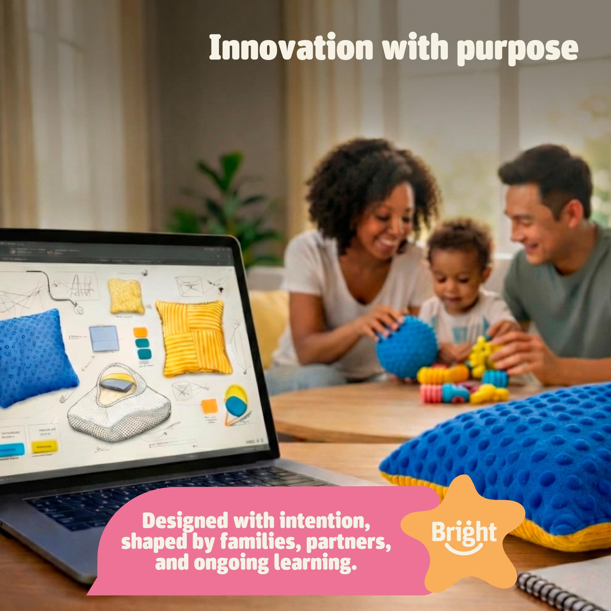 Bright Autism producto junto a libro y luz tenue, ambiente relajante
