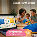Bright Autism producto junto a libro y luz tenue, ambiente relajante