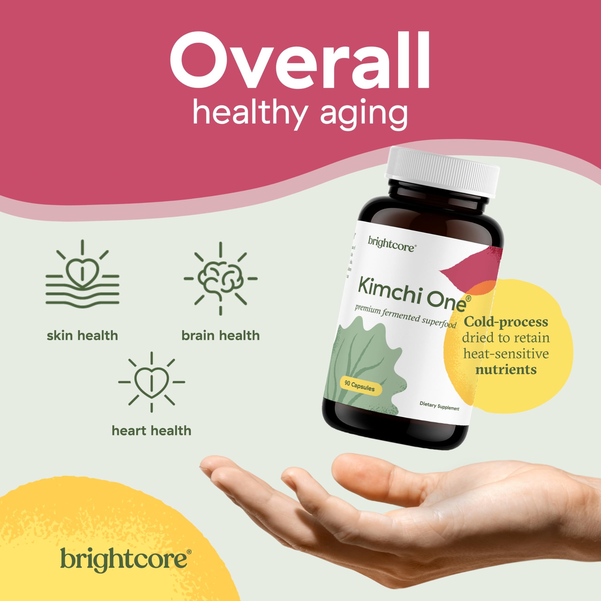 Brightcore Kimchi One etiqueta con información nutricional y certificaciones visibles