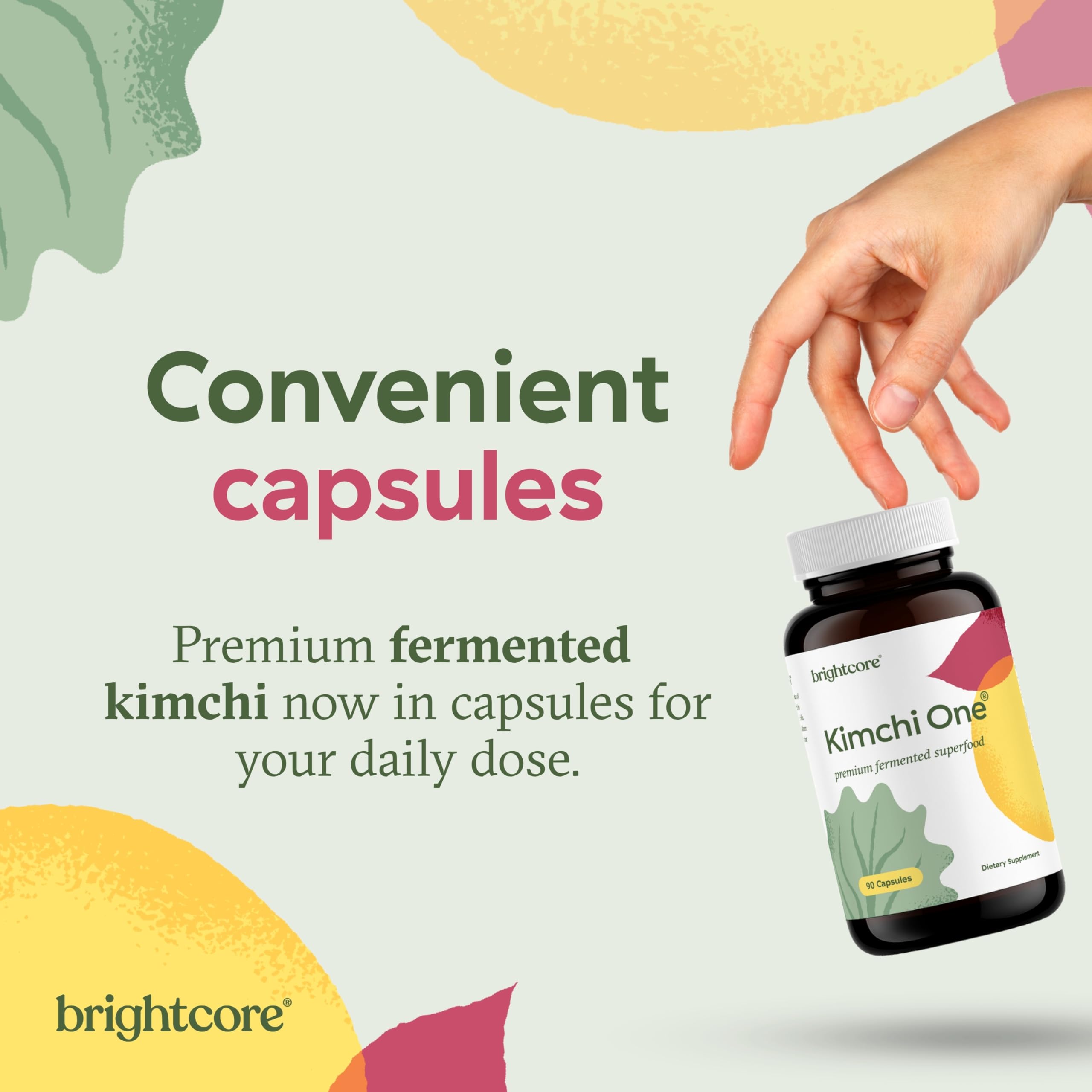 Brightcore Kimchi One cápsula en mano para ilustrar uso práctico y portabilidad