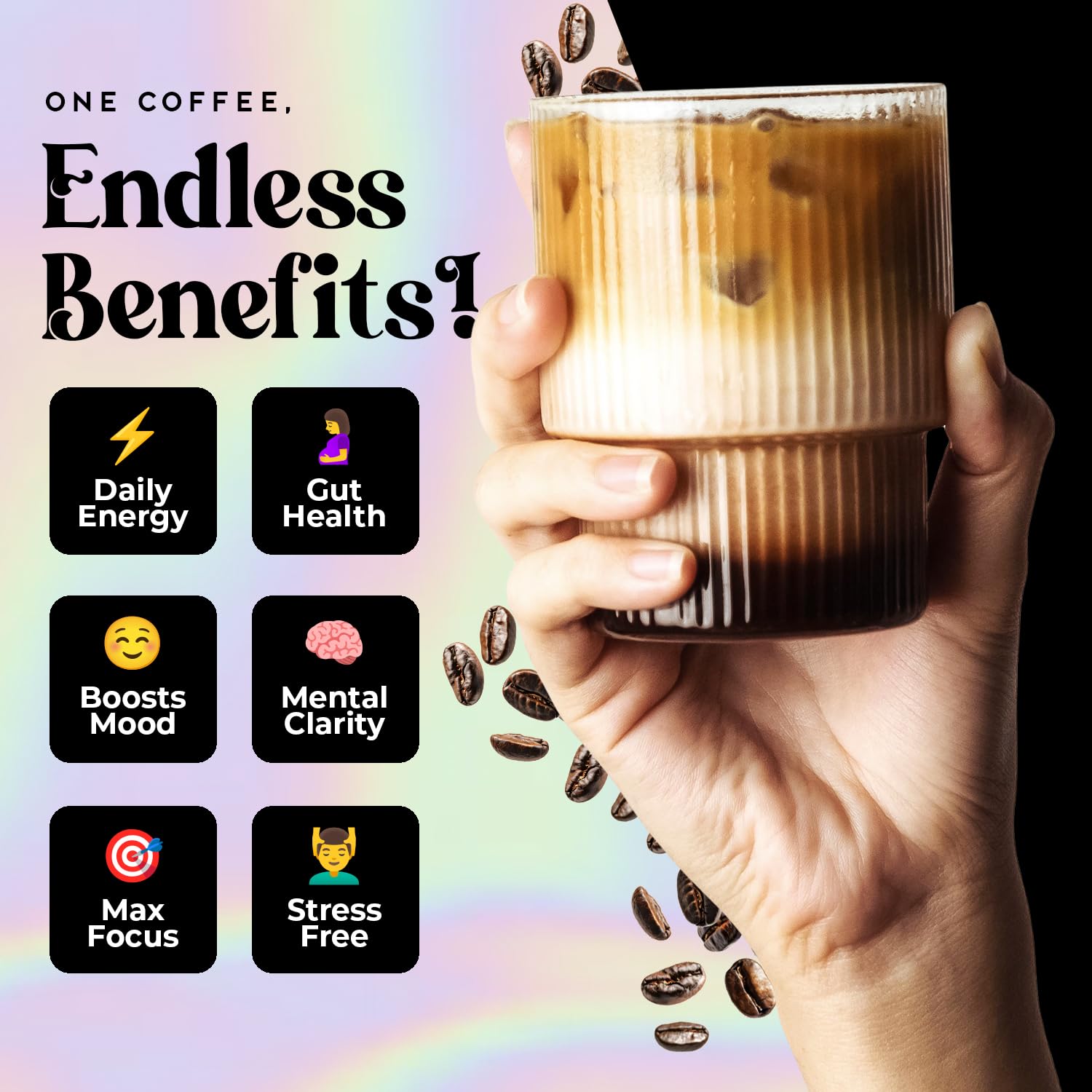 BRIODOSE MUSHROOM COFFEE comparación de tamaño con cucharita, porción precisa