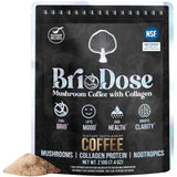 BRIODOSE MUSHROOM COFFEE frente del empaque mostrando calidad NSF