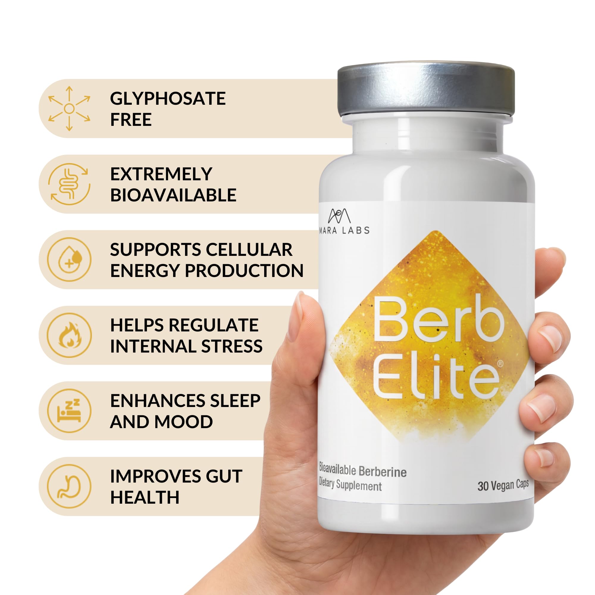 BrocElite BerbElite cápsula vegana en primer plano mostrando recubrimiento liso