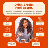 Brodo pouch en mano para comparar tamaño y porción práctica