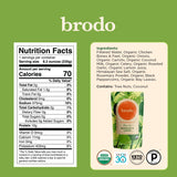Brodo comparación de tamaño 8 oz junto a utensilios para referencia