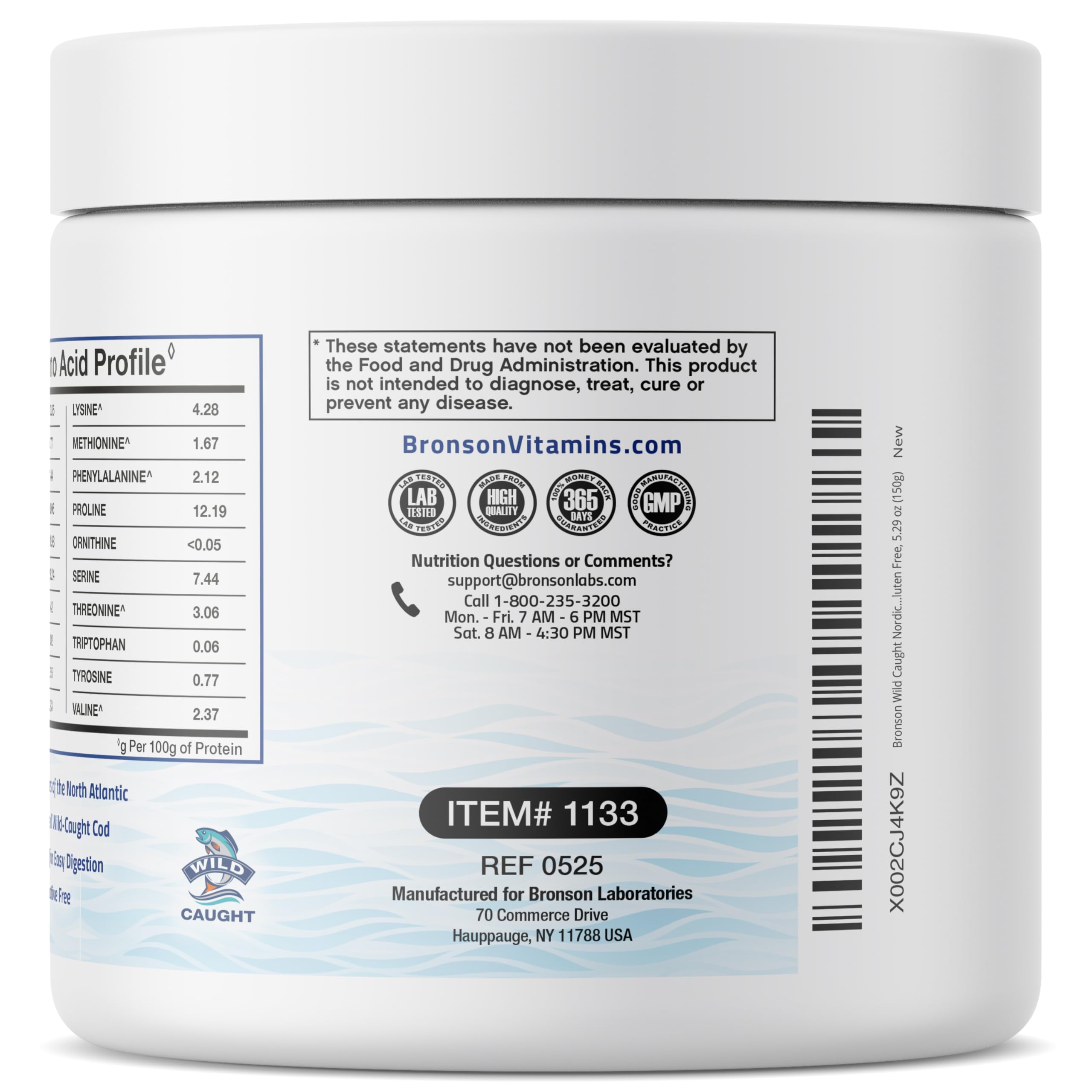 Bronson etiqueta nutricional en primer plano que certifica ingredientes