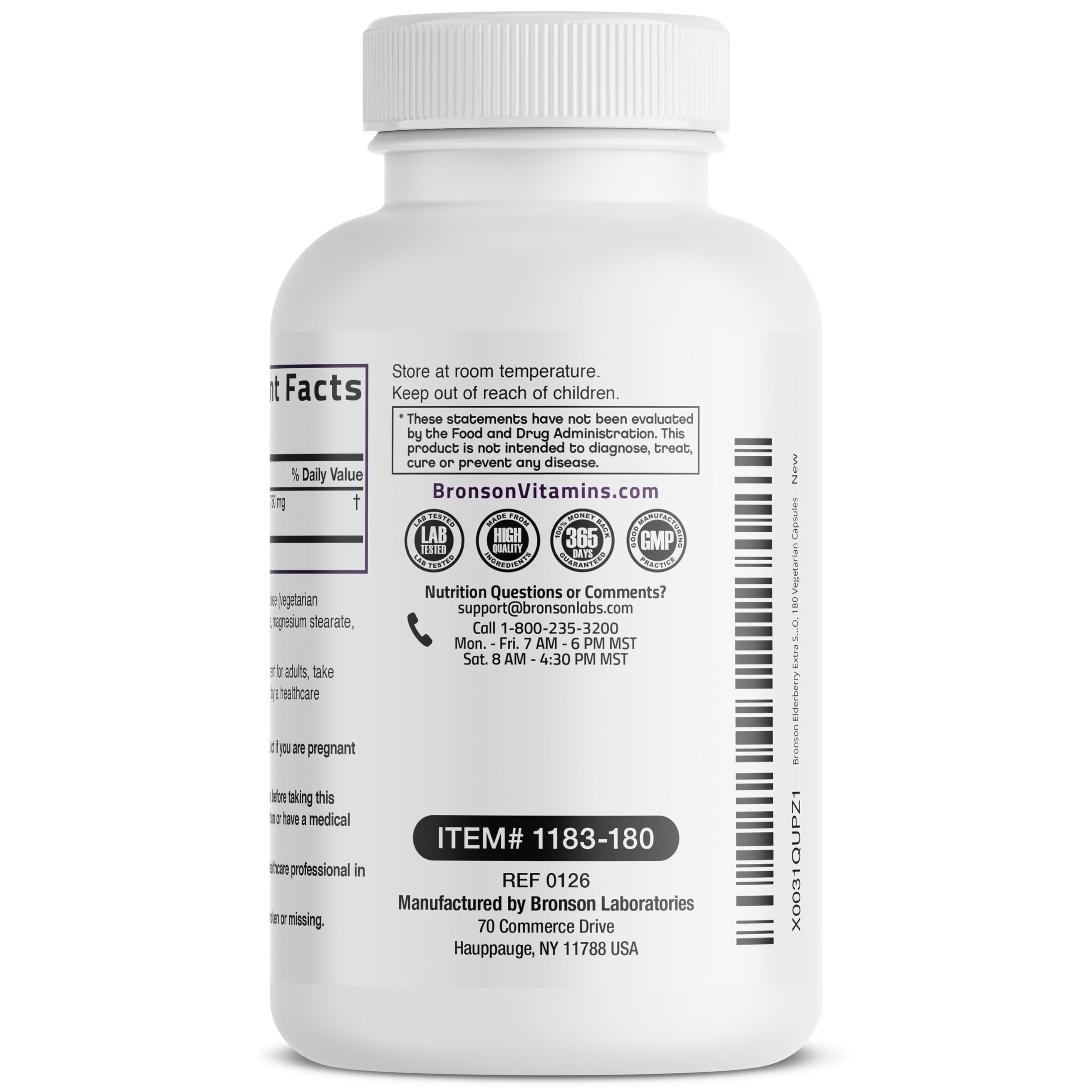 Bronson etiqueta nutricional en detalle para verificar ingredientes y calidad