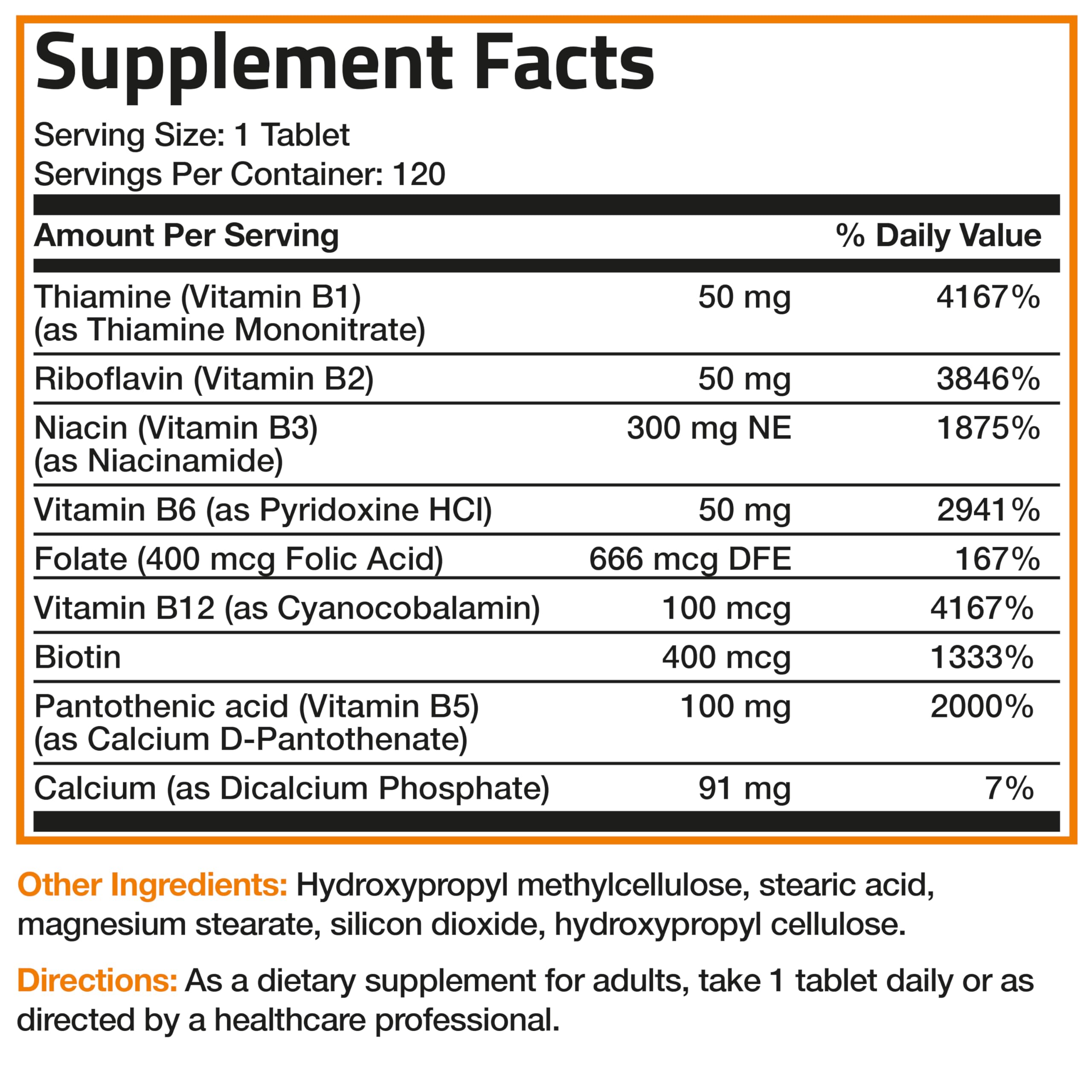 Bronson etiqueta de ingredientes para verificar vitaminas B completas