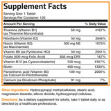 Bronson etiqueta de ingredientes para verificar vitaminas B completas