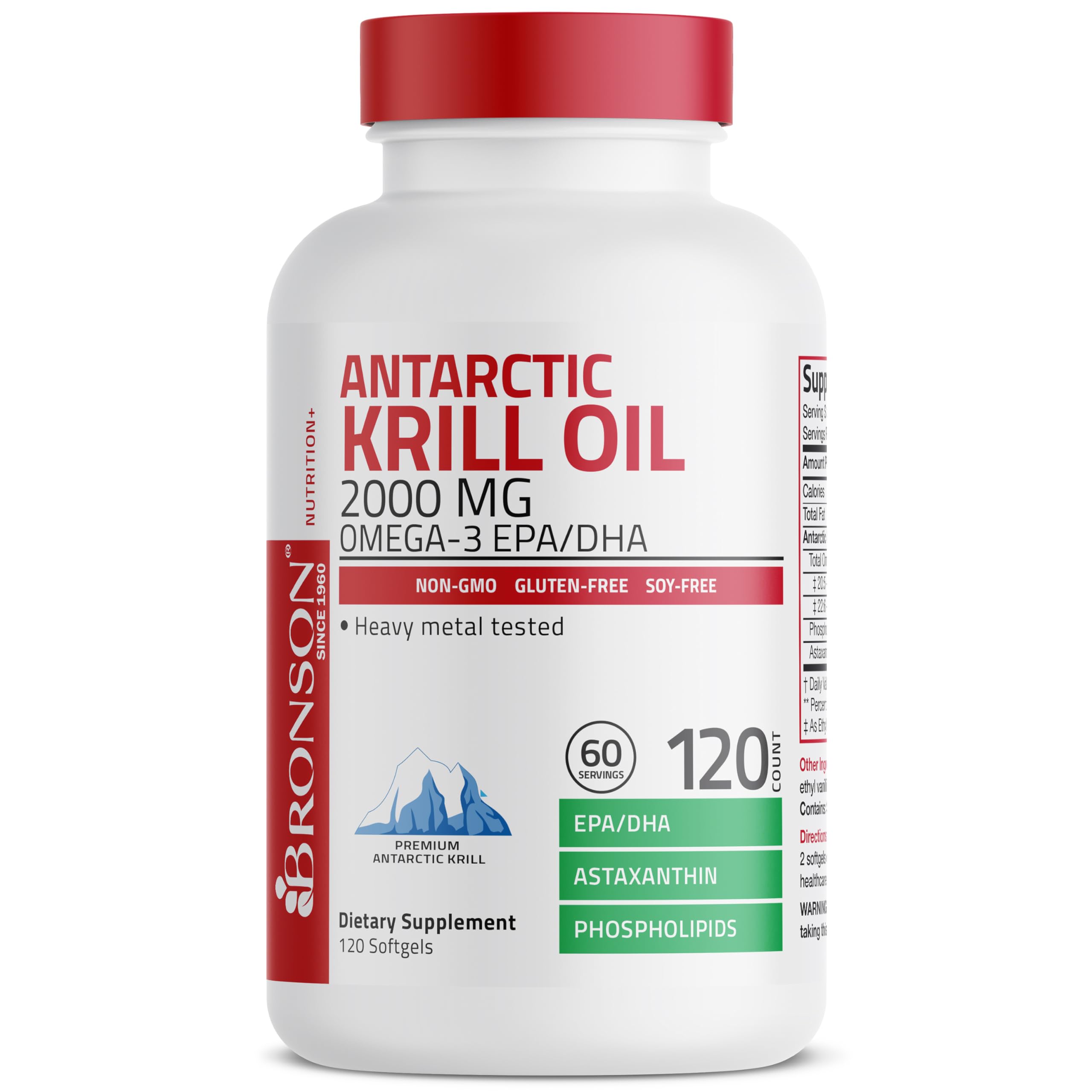 Bronson etiqueta nutricional destacando EPA, DHA y contenido por porción