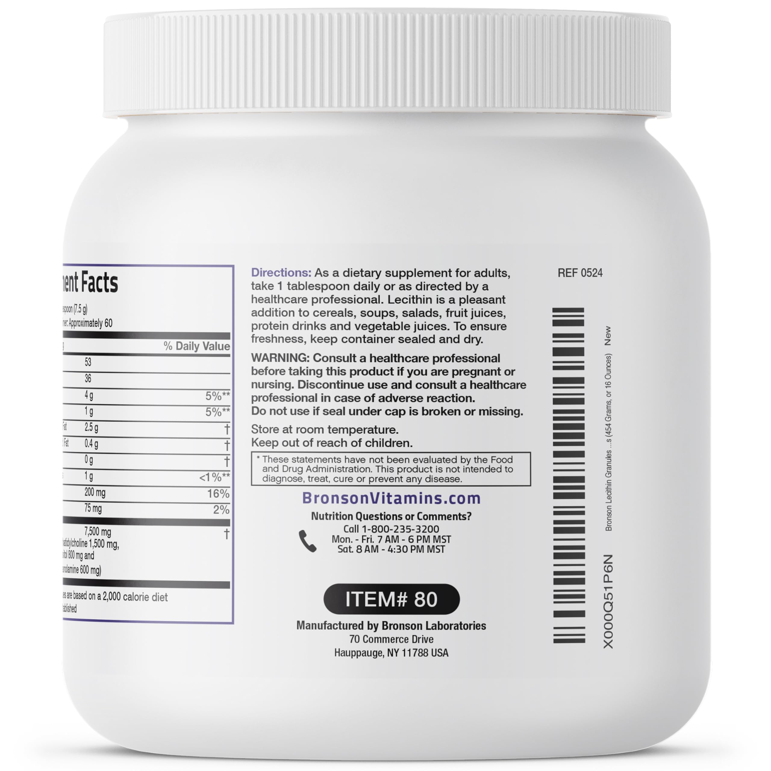 Bronson Lecithin Granules junto a taza medidora para dosificación precisa y práctica