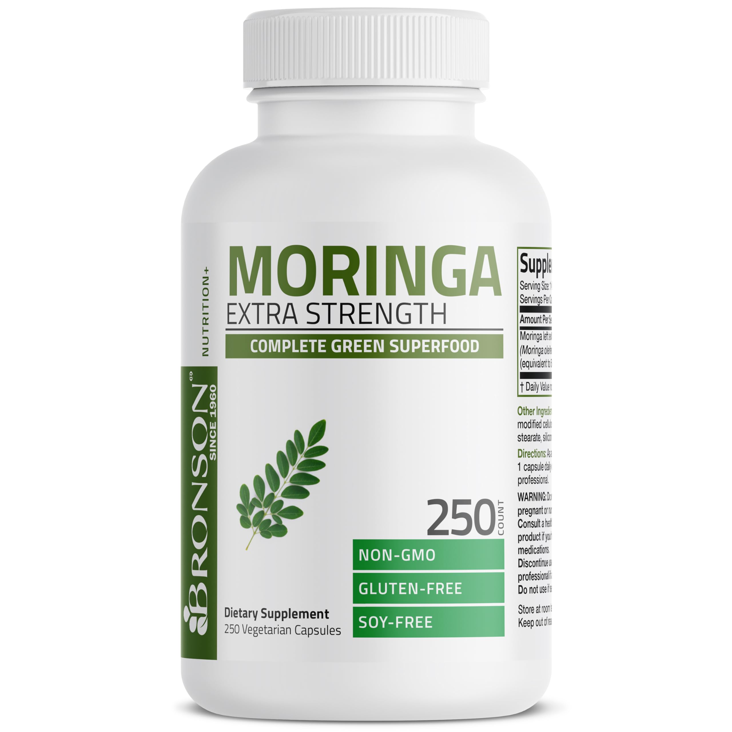 Bronson textura del polvo de moringa en primer plano para ver pureza