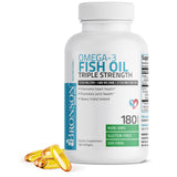 Bronson frasco frontal mostrando 180 softgels y alta concentración de omega‑3