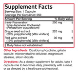 Bronson Resveratrol empaque con sello cGMP destacando control de calidad