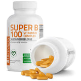 Etiqueta de Bronson Super B 100 con lista de vitaminas y dosis clara