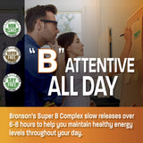 Bronson Super B botella abierta con tabletas visibles para acceso y cantidad