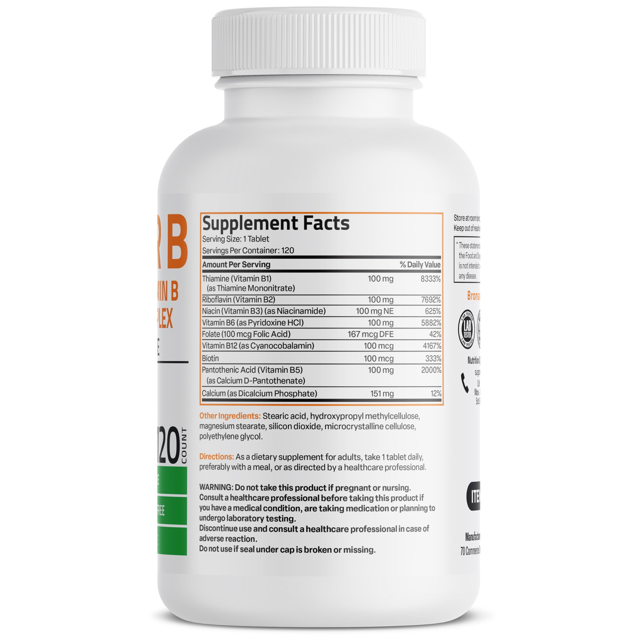 Bronson etiqueta trasera legible con información nutricional y recomendaciones de uso