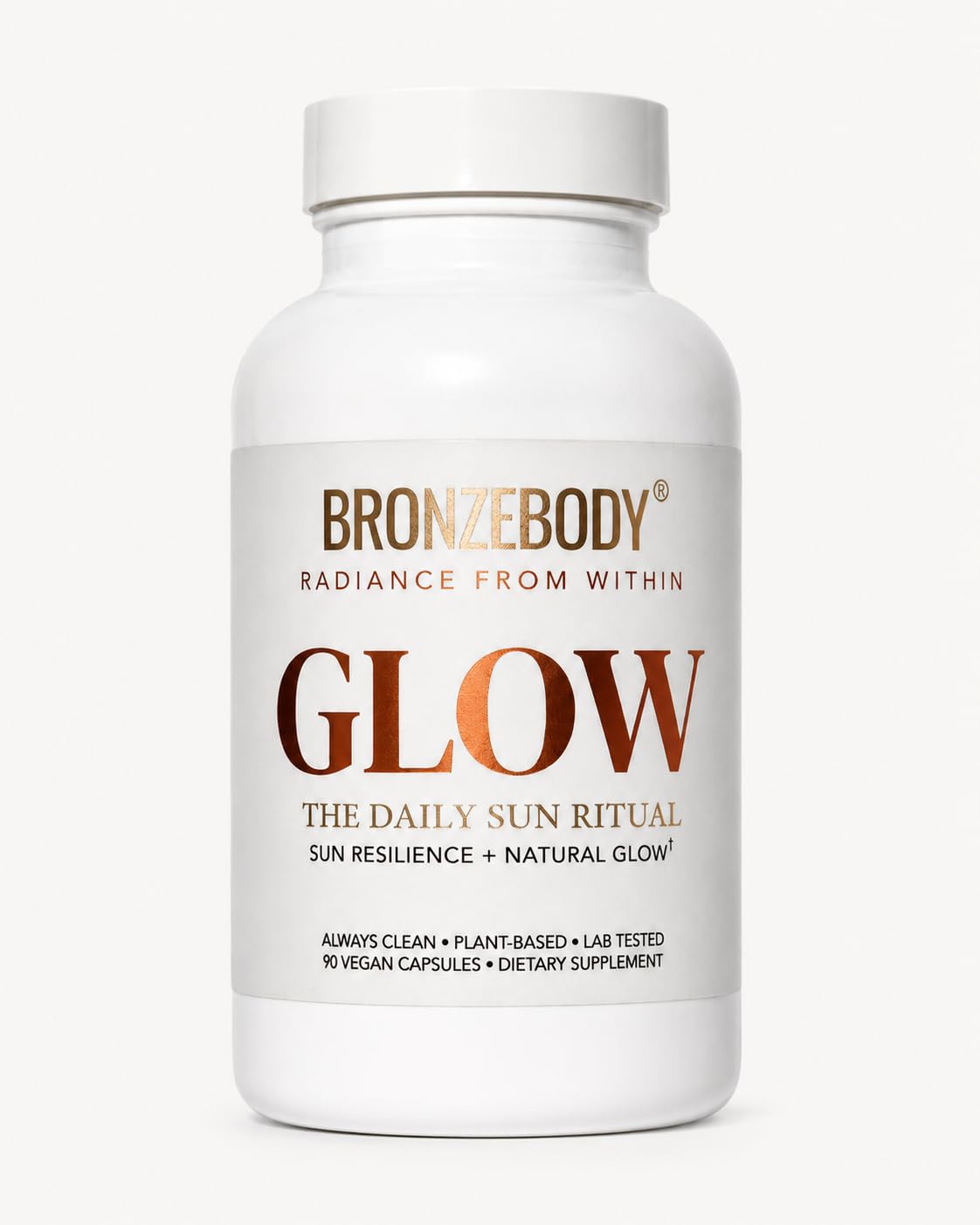 Bronzebody GLOW frontal del envase mostrando unidades y diseño