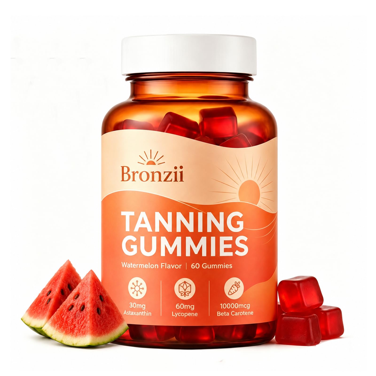 Bronzii frasco frontis mostrando diseño y beneficio apariencia bronceada
