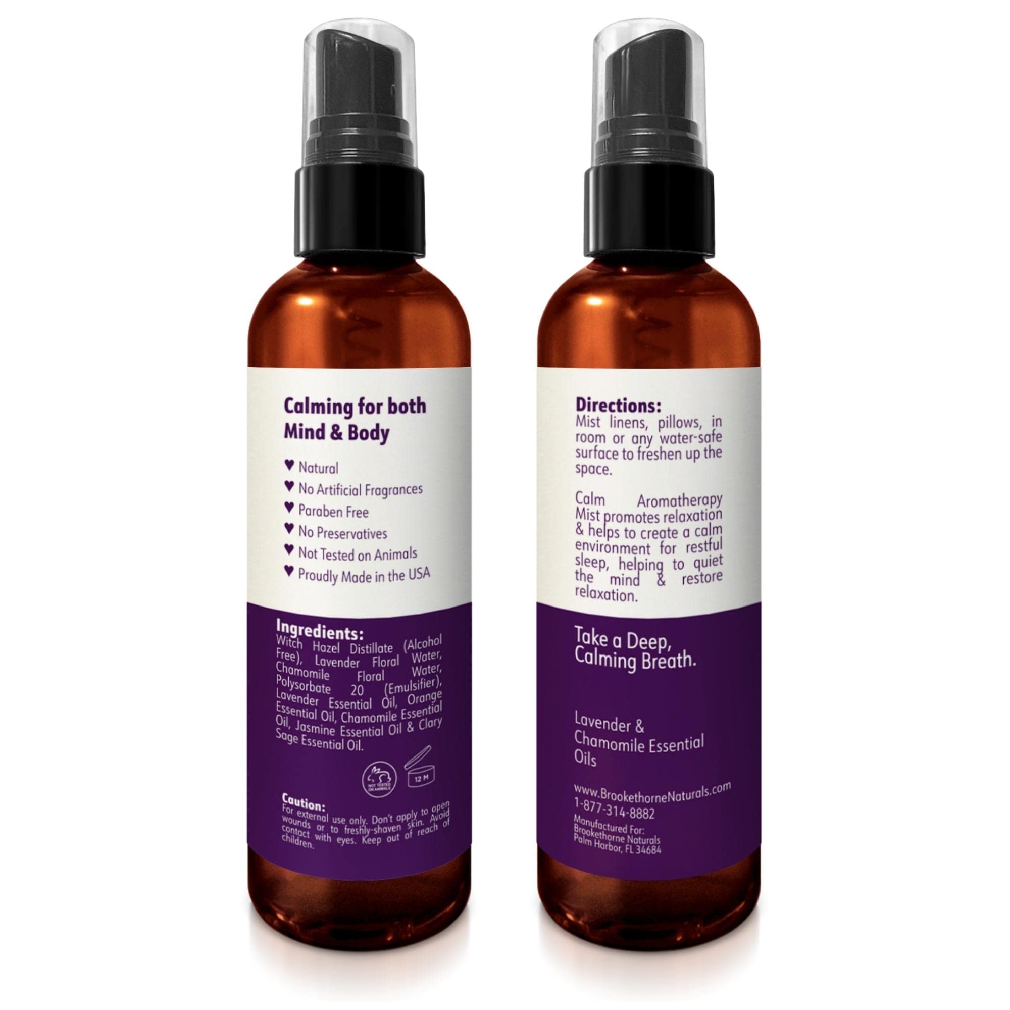 Brookethorne Naturals ambiente de dormitorio calmado con spray aplicado