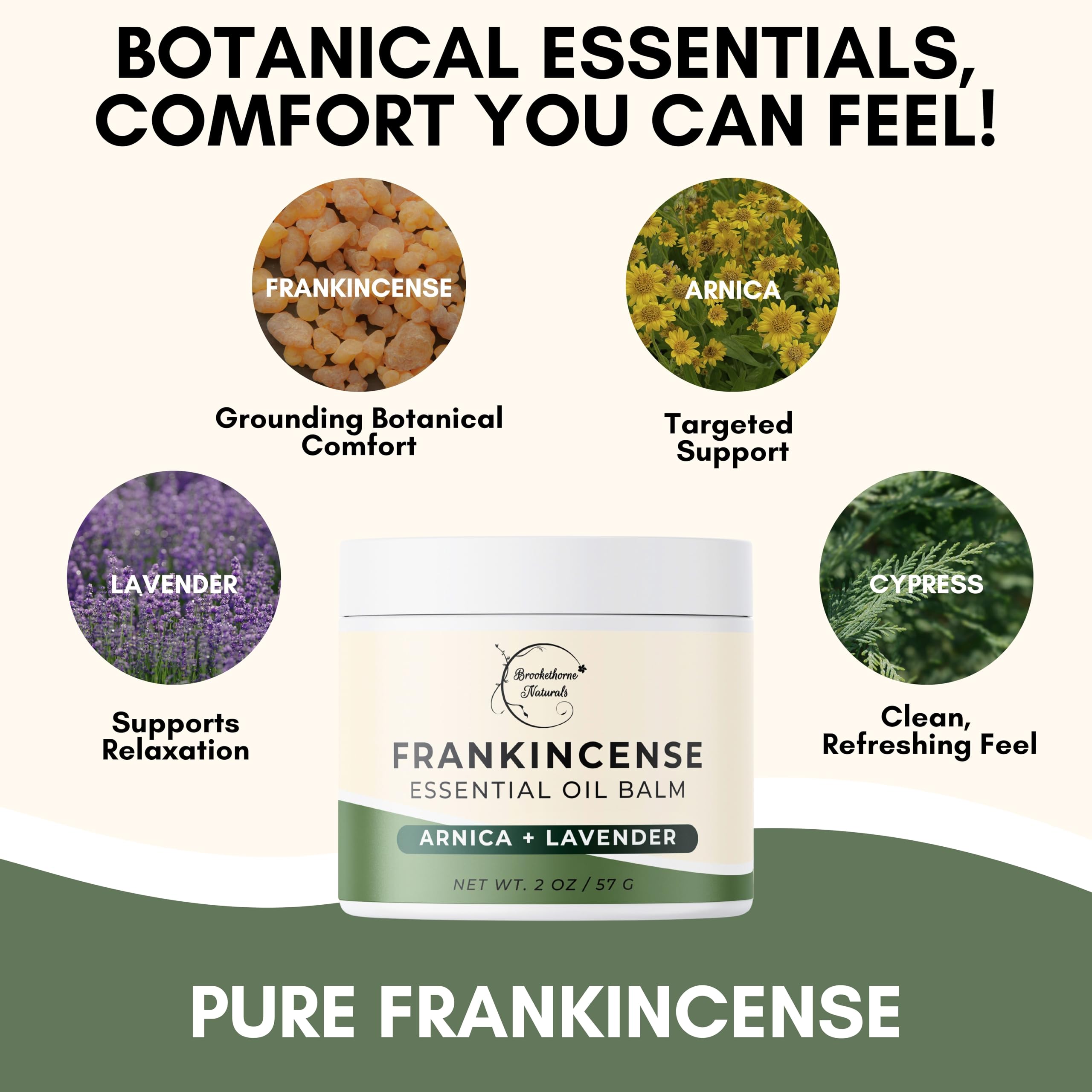 Brookethorne Naturals tamaño 2oz en mano para referencia de escala y uso