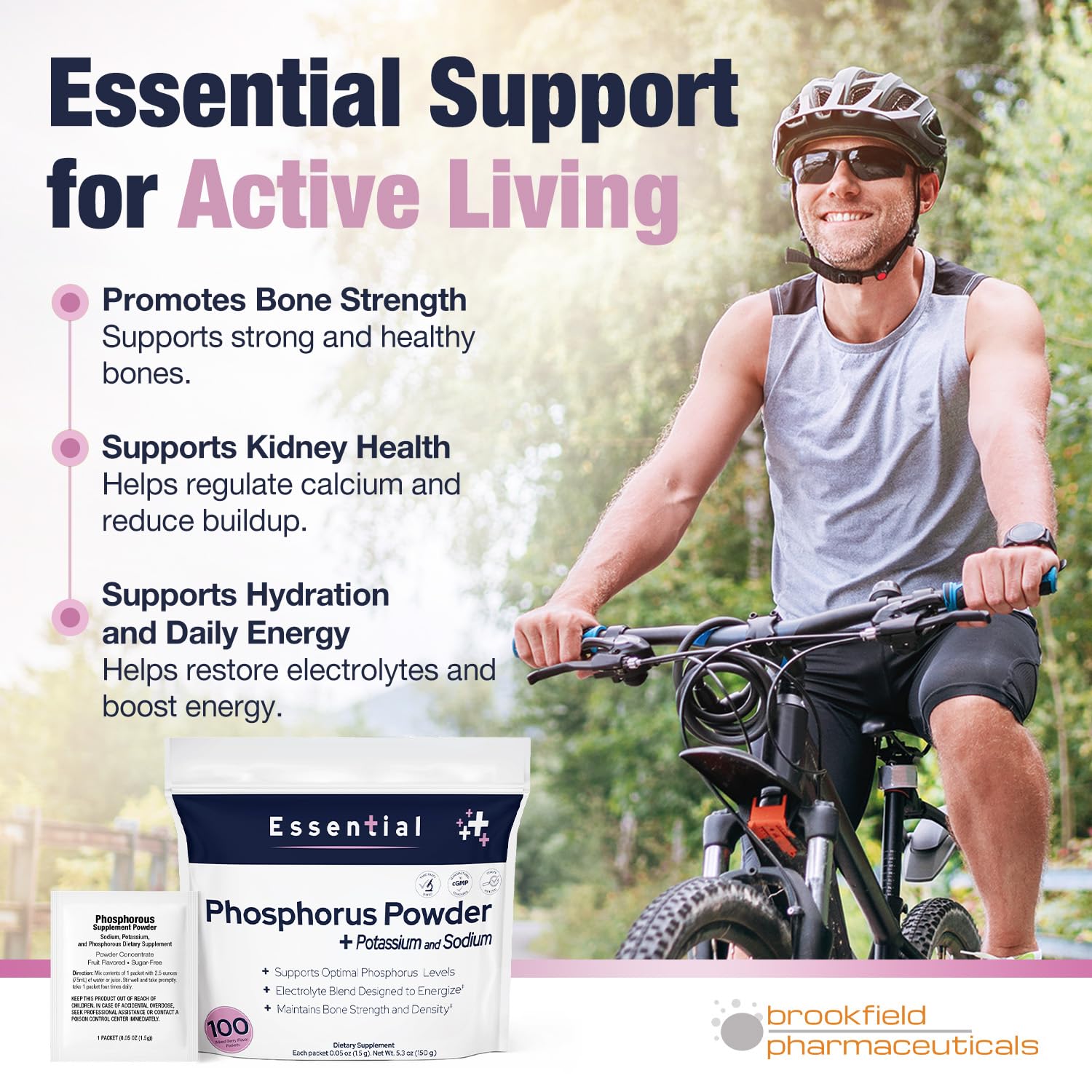 Brookfield Pharmaceuticals suplemento en uso en gimnasio, reposición de electrolitos