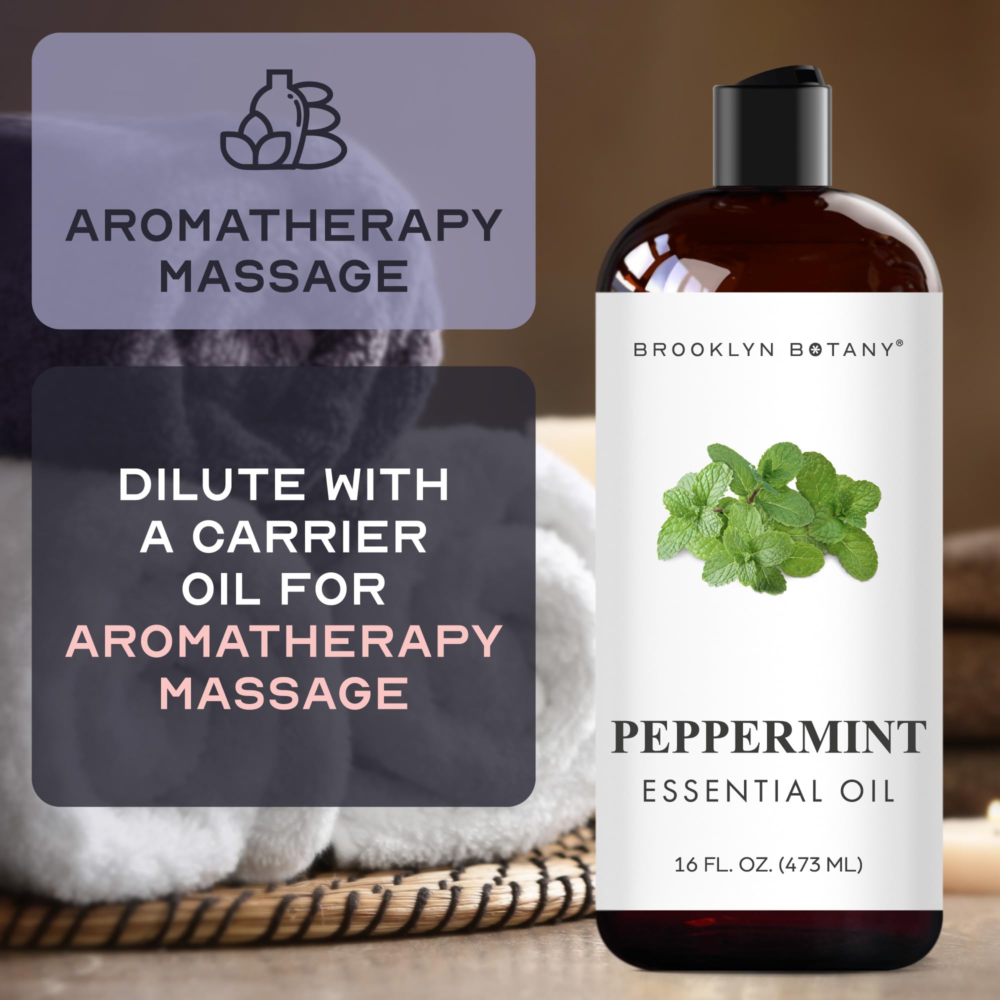 Brooklyn Botany aceite de menta junto a velas y jabones para uso artesanal