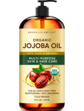 Brooklyn Botany botella frontal del aceite de jojoba mostrando etiqueta legible y tamaño grande