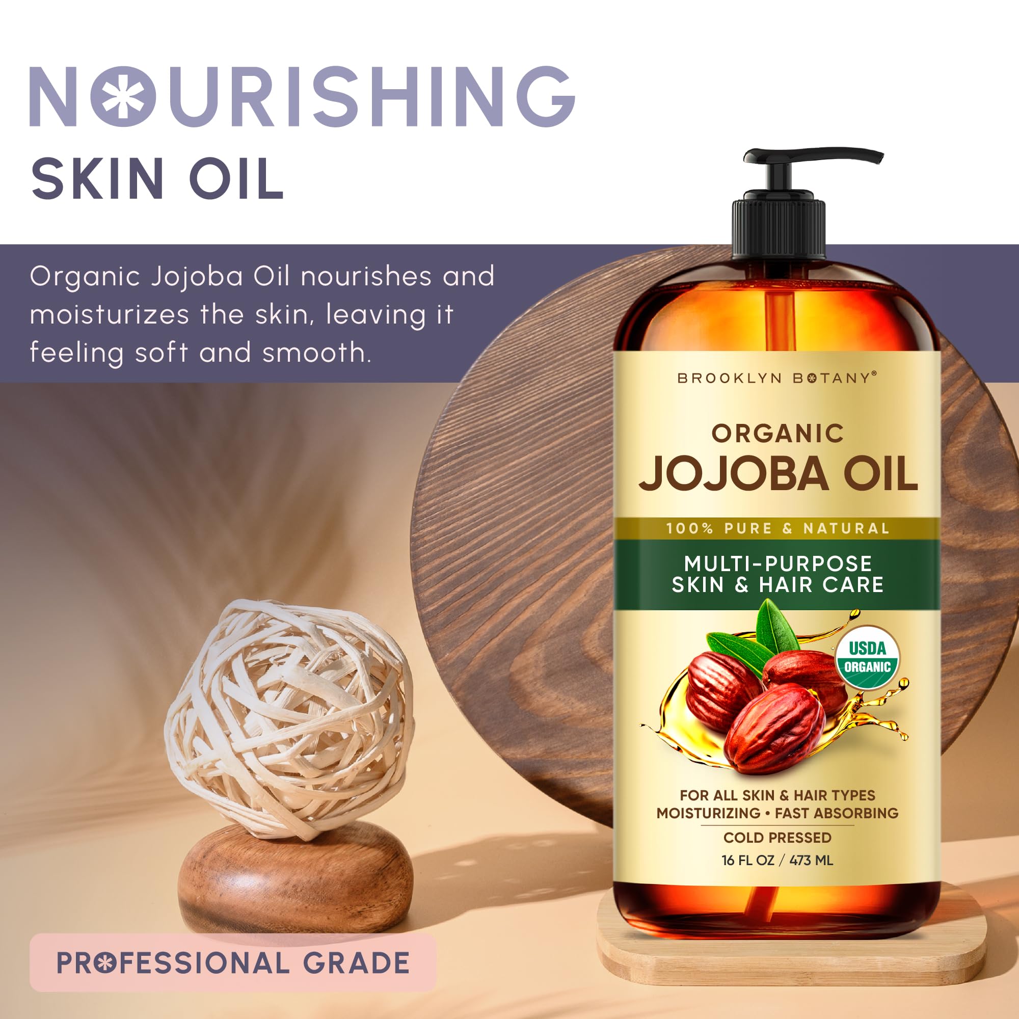 Brooklyn Botany gota de aceite de jojoba en primer plano que muestra textura ligera y absorción rápida