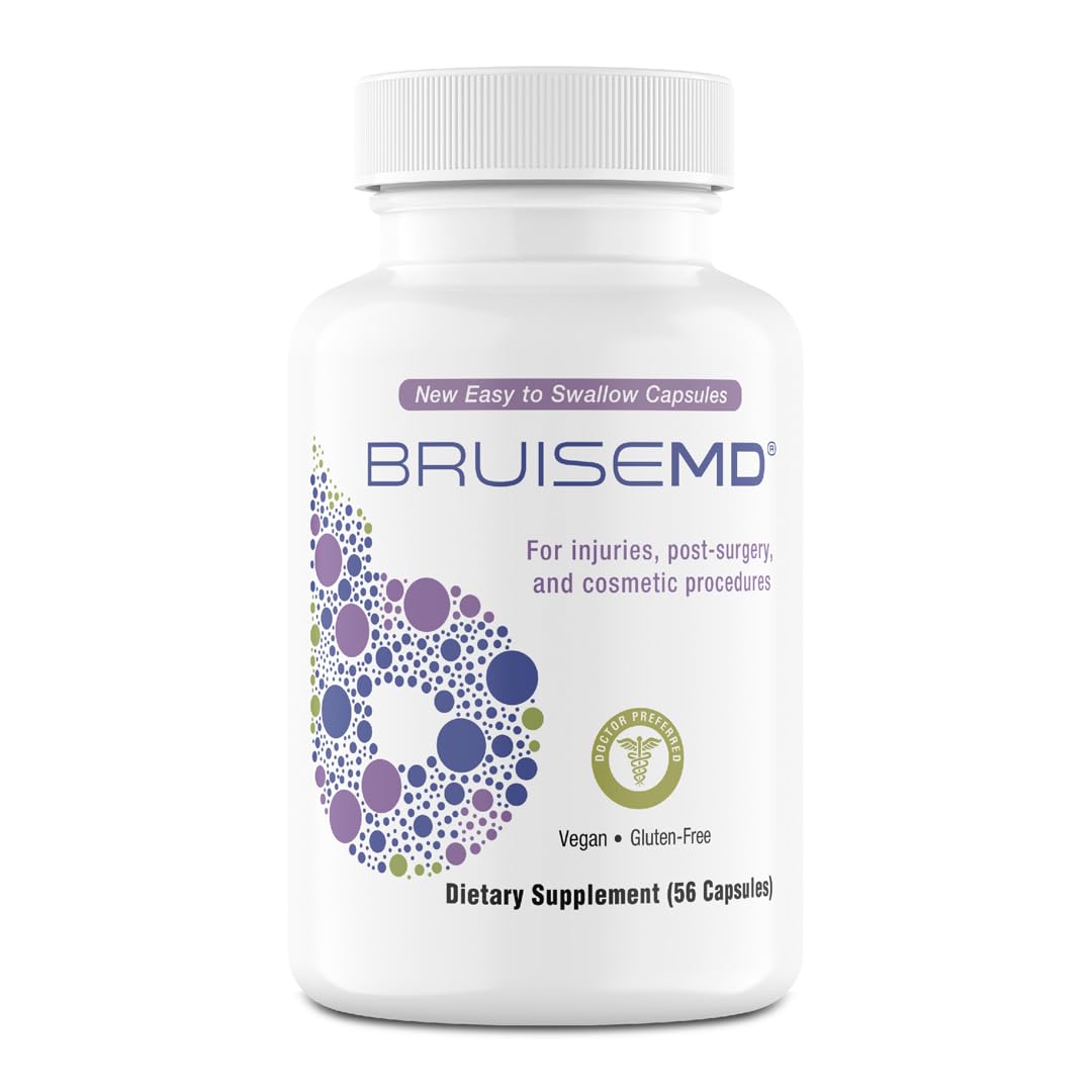 BruiseMD empaque frontal mostrando frasco y marca, transmite confianza