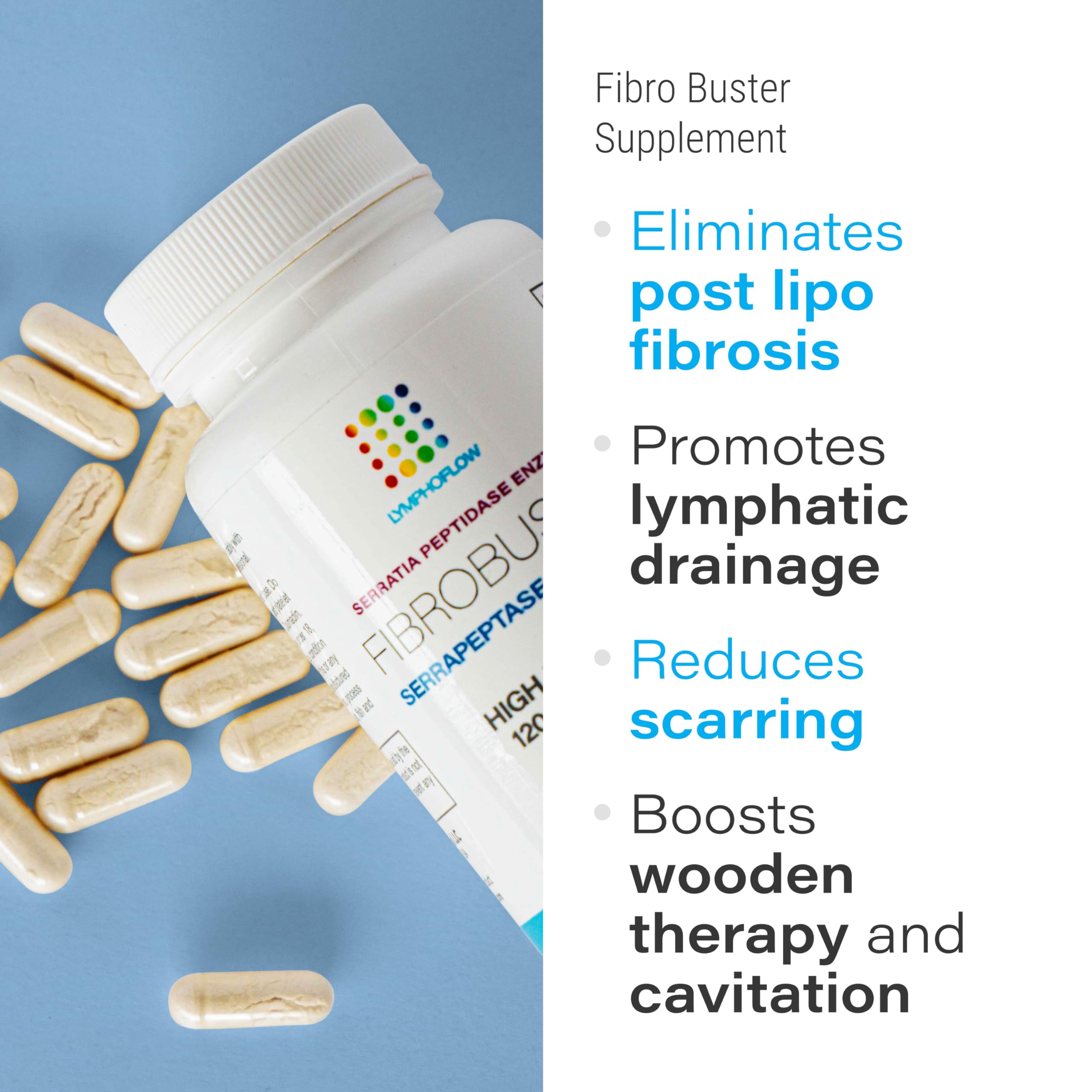 Capsula de Bruizex FibroBuster en primer plano destacando fórmula enzimática
