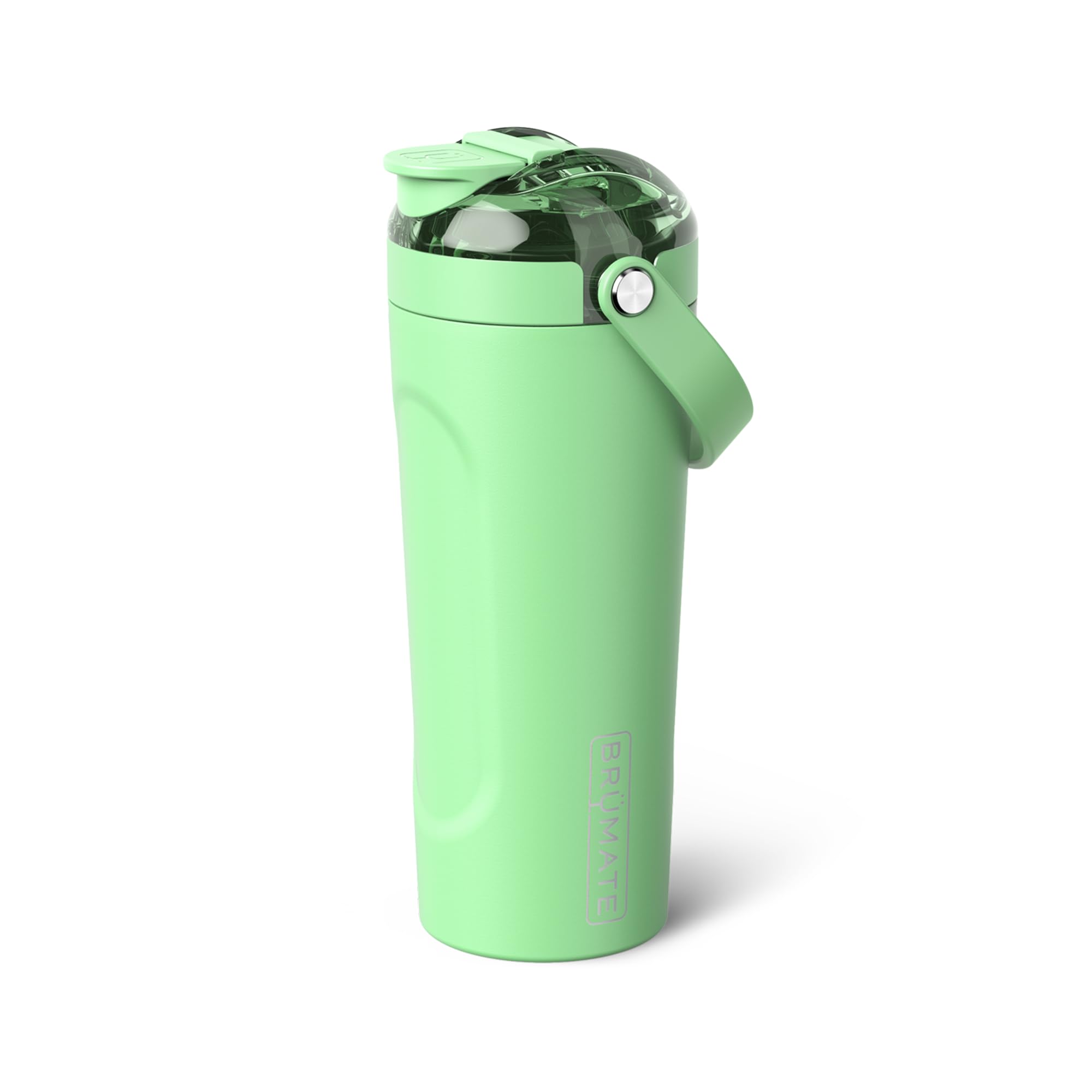 BrüMate MultiShaker vista frontal mostrando diseño y color kiwi para hidratación fiable