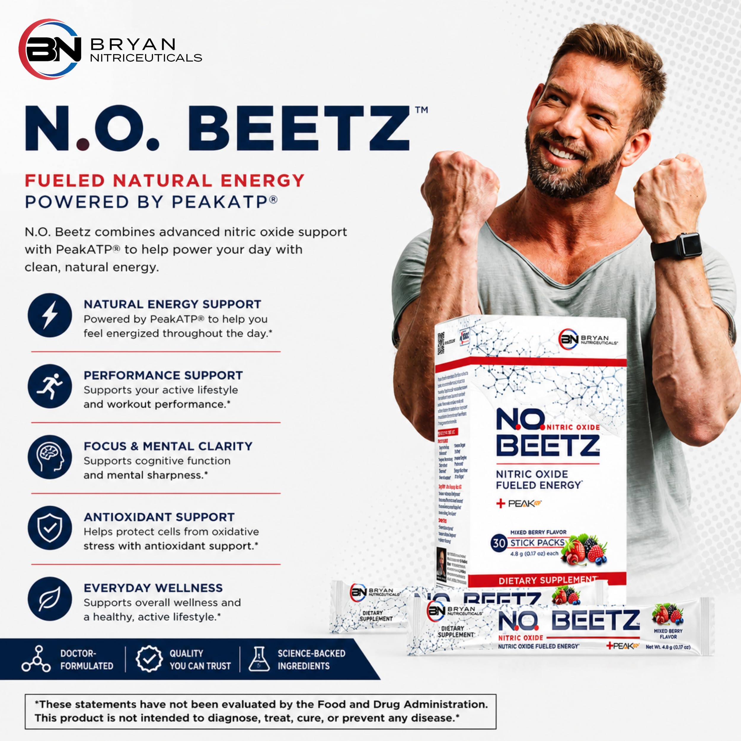 Bryan Nitriceuticals etiqueta con ingredientes, transparencia y calidad