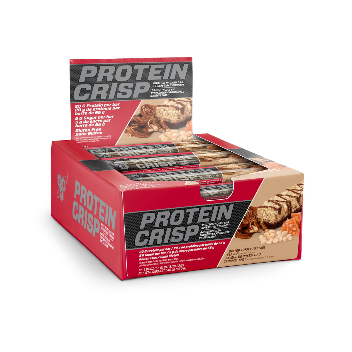 BSN barra frontal en empaque mostrando marca y sabor