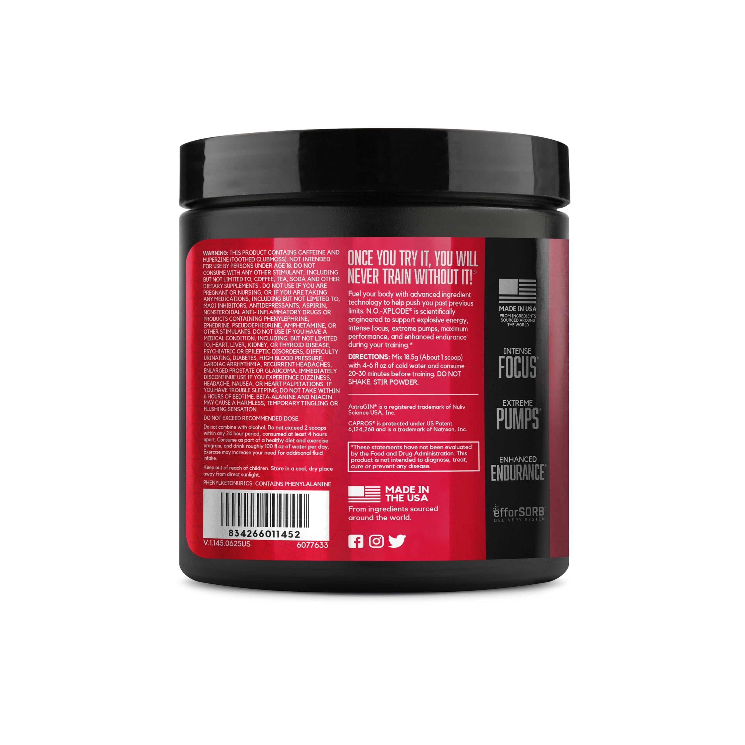 BSN N.O.-XPLODE producto en gimnasio antes de entrenar, aporta enfoque y energía